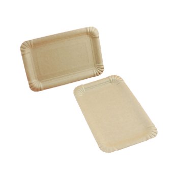 250 Stk. Pappteller eckig 13 x 20 cm braun aus Frischfaser – Snack-/Imbissteller